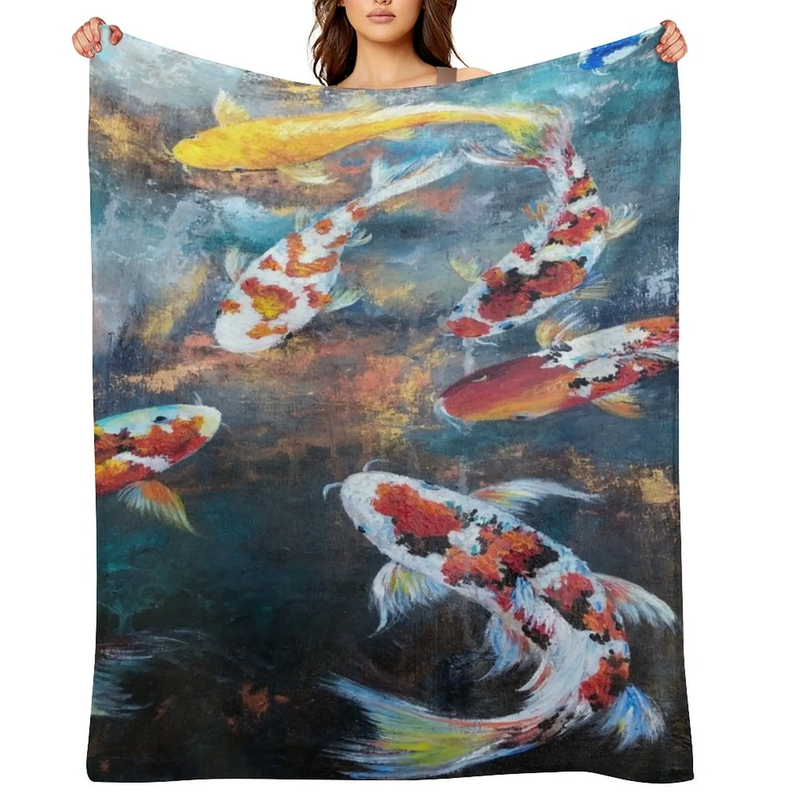 

Koi fish Throw Blanket For Decorative Sofa Hair Quilt For Baby Blankets
