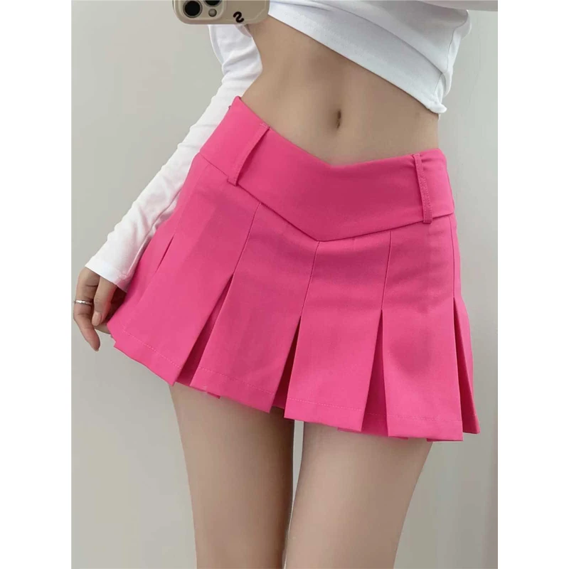 Jupe Plissée de Style Académique pour Femme, Jupe Trapèze Japonaise Anti-Éblouissement, Coupe Taille Basse, Sexy, Taille en V, Pure Desire, Été