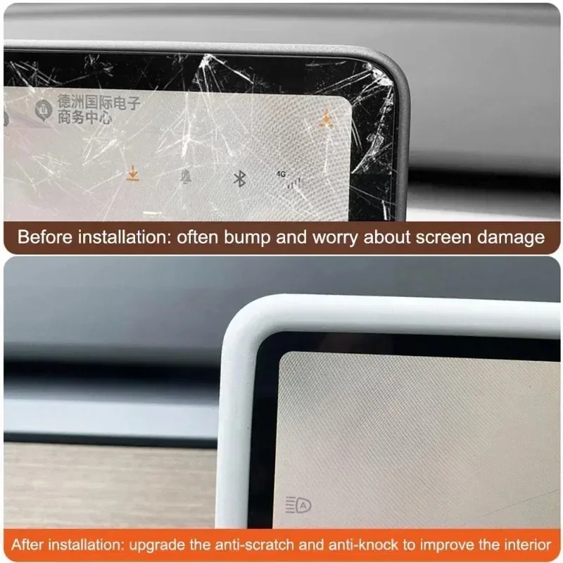 Silicone Screen Frame Protector for Tesla Model Y Juniper/Model 3 Highland/ YL Rearview Mirror Protective Trim Cover Accessories