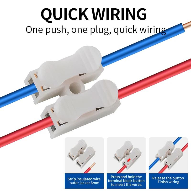 JINH 100Pcs 450V CMK823 2/3 Way Push-in Spring Wire Connector 2.5mm² Electrical Terminal Block No Solder No Screw Quick Splice