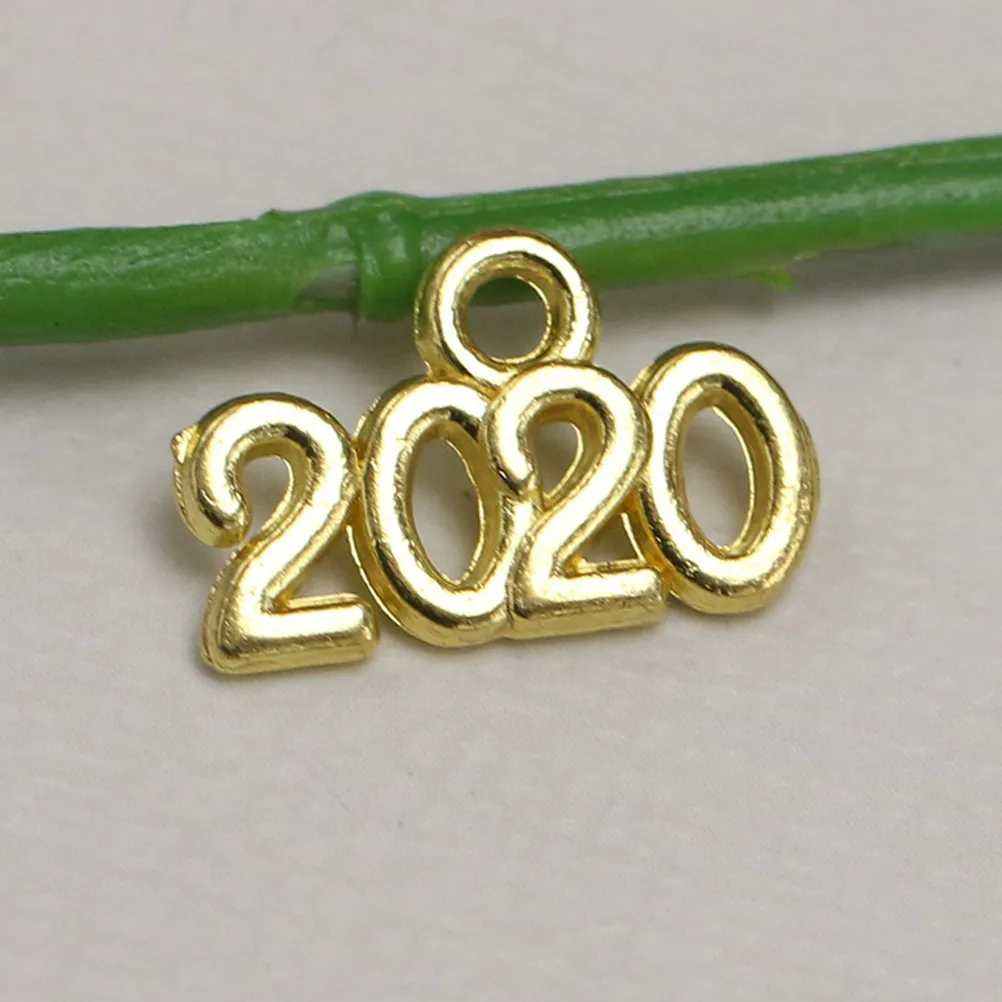 100Pcs 2020 Number Pendant Charms Alloy DIY Jewelry Making Accessories for Necklace Bracelet Earring Keychain Anklet