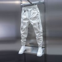Men Autumn New Versatile Casual Solid Color Multi-pocket Pants Elastic Waist Korean Style Harem Trousers