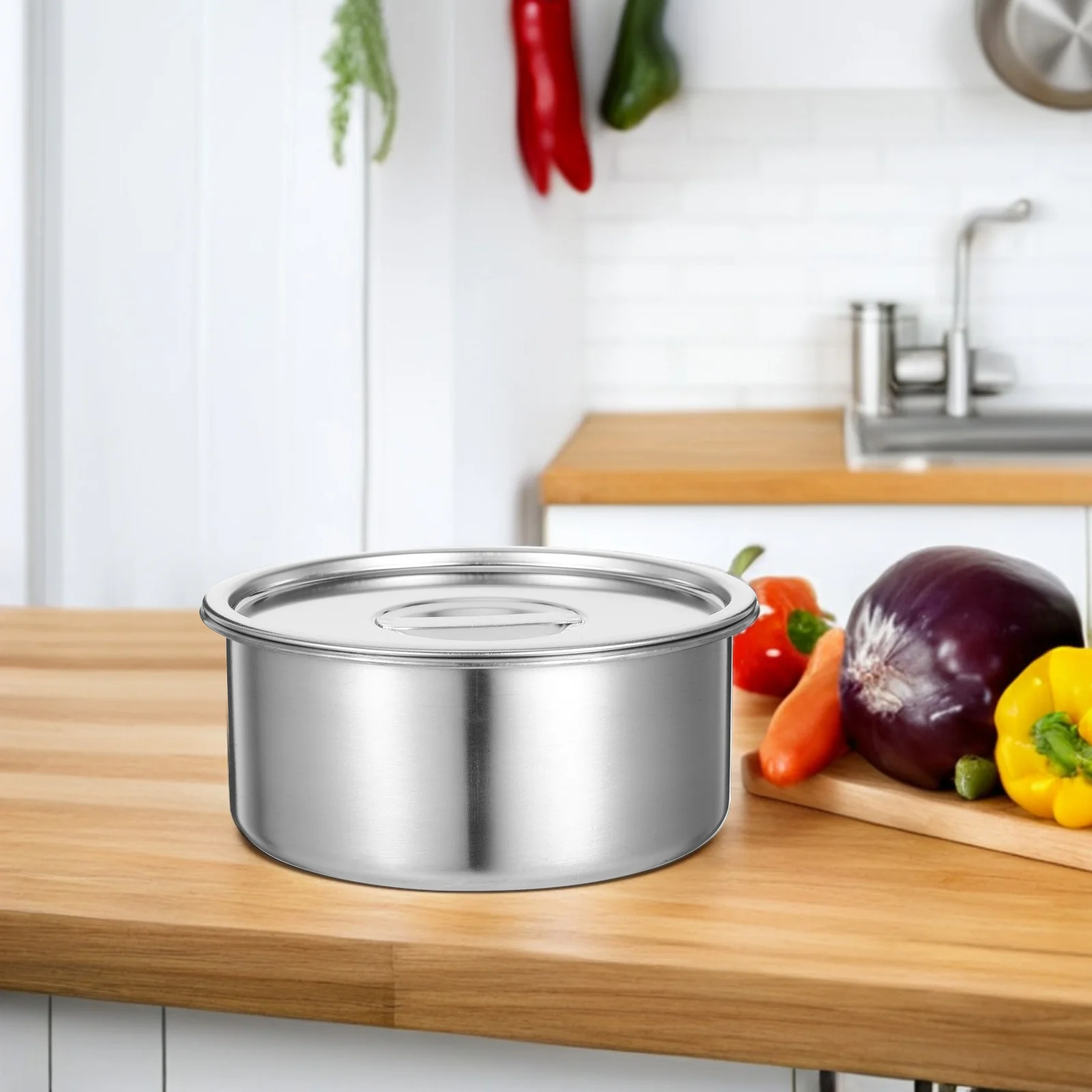 

14Cm Steamed Egg Bowl Stainless Steel with Lid Soup Dessert Food Storage Container Dishwasher Safe for Kitchen Restaurant