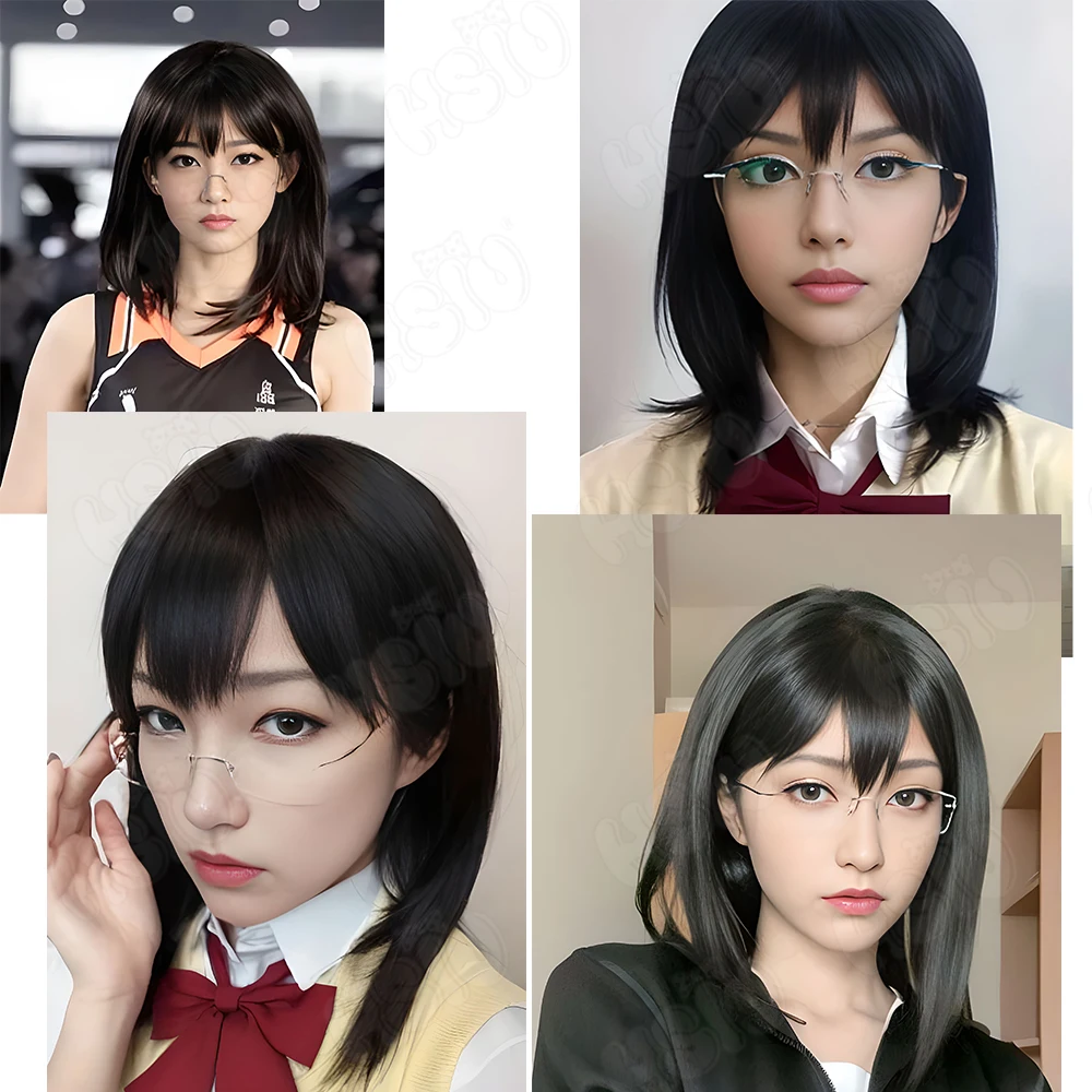 Shimizu kiyoko Cosplay Wig Anime haikyuu cosplay Wig HSIU 45cm Black Long hair Synthetic Wig+ Wig Cap haikyuu cosplay