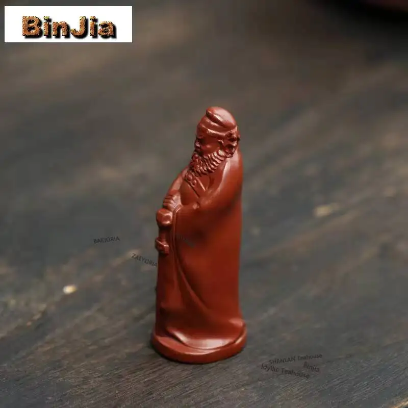 Yixing Raw Ore Purple Clay Tea Pet Zhong Kui Character Sculpture Statue Handmade Tea Ceremony Accessories Home Decor Crafts