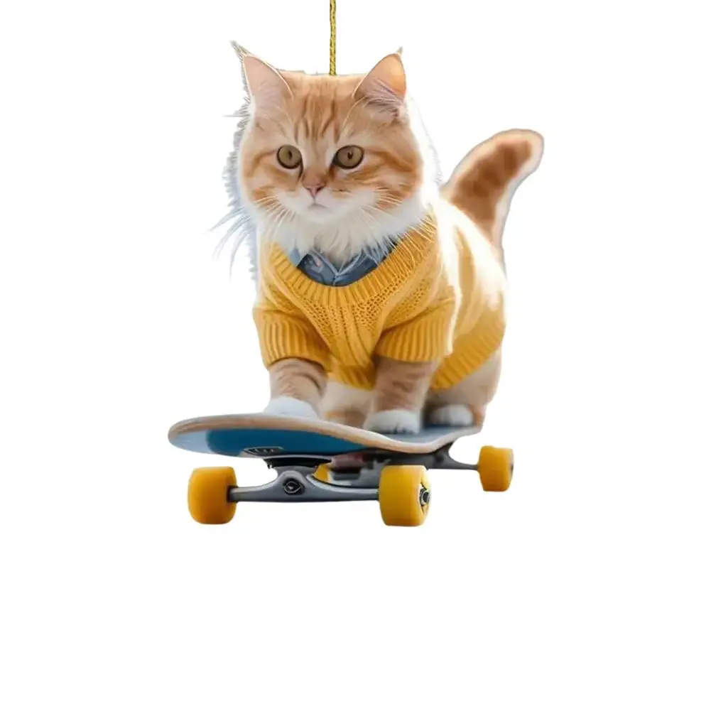 

2D акриловый подвесной орнамент, подвесной декор для автомобиля, украшение для зеркала заднего вида, милый кот, подвеска-ключ, подвеска для салона автомобиля