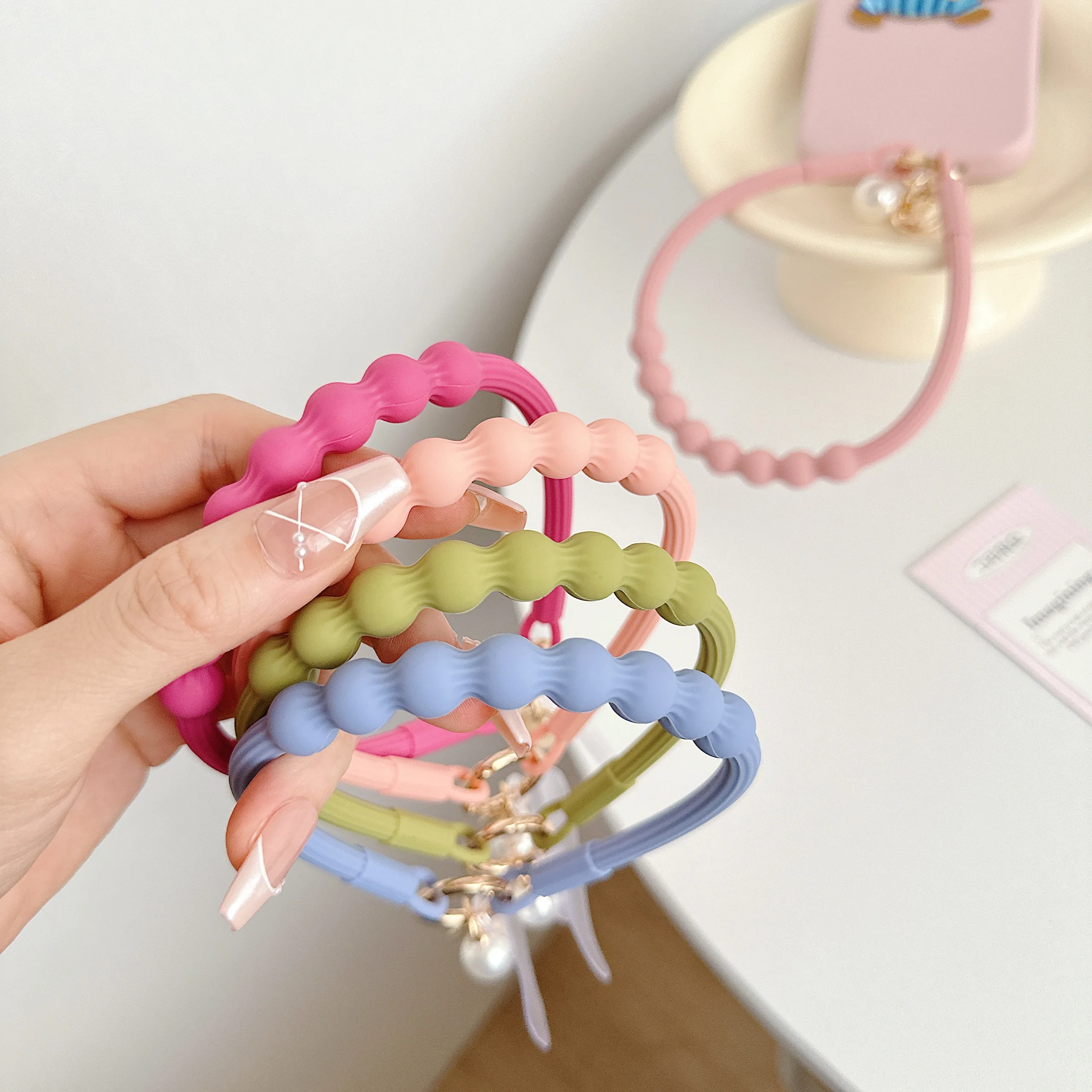 Anti Lost  Round Beads Silicone Wrist Strap For iPhone Samsung Mobile Phones Bracelet ID Cards Key Chains Lanyard