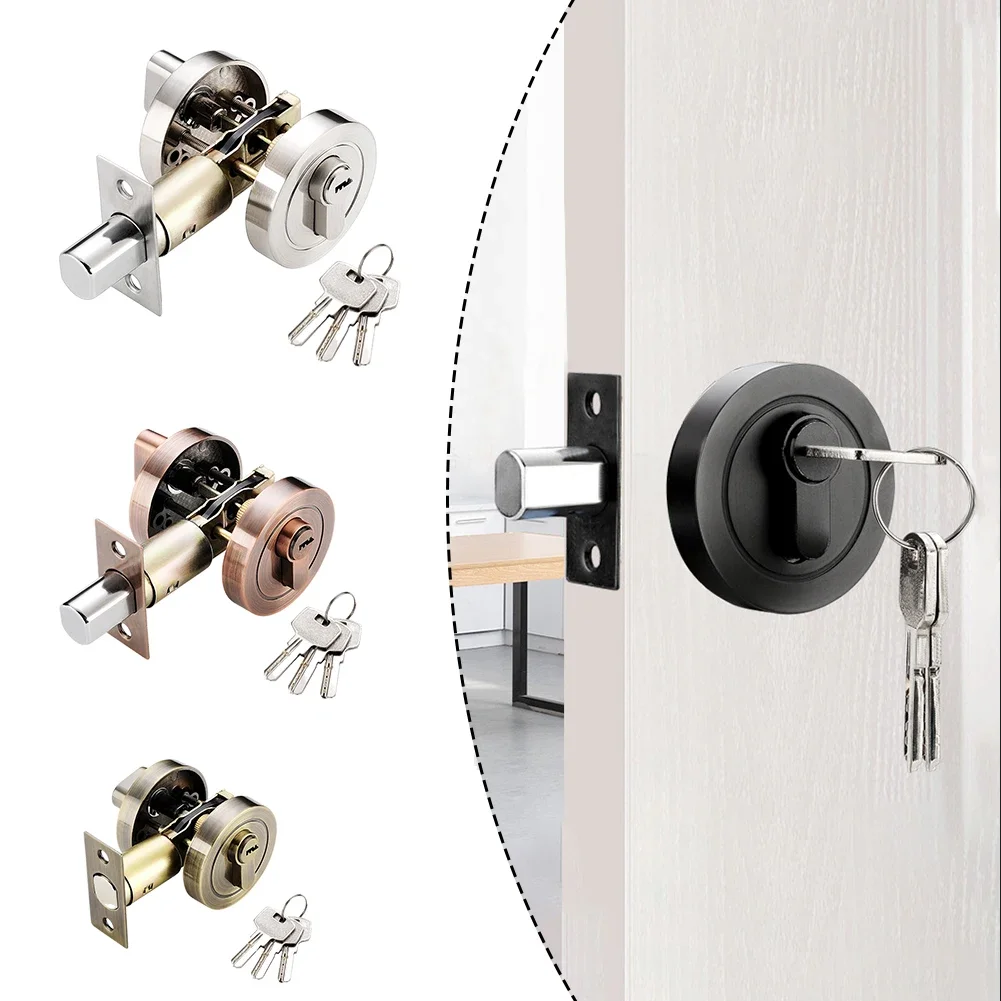 

Hotel Security Door Lock With Key Single sided Door Lock Stainless Steel Rotary Button Stainless Steel Lock Thickened Latch