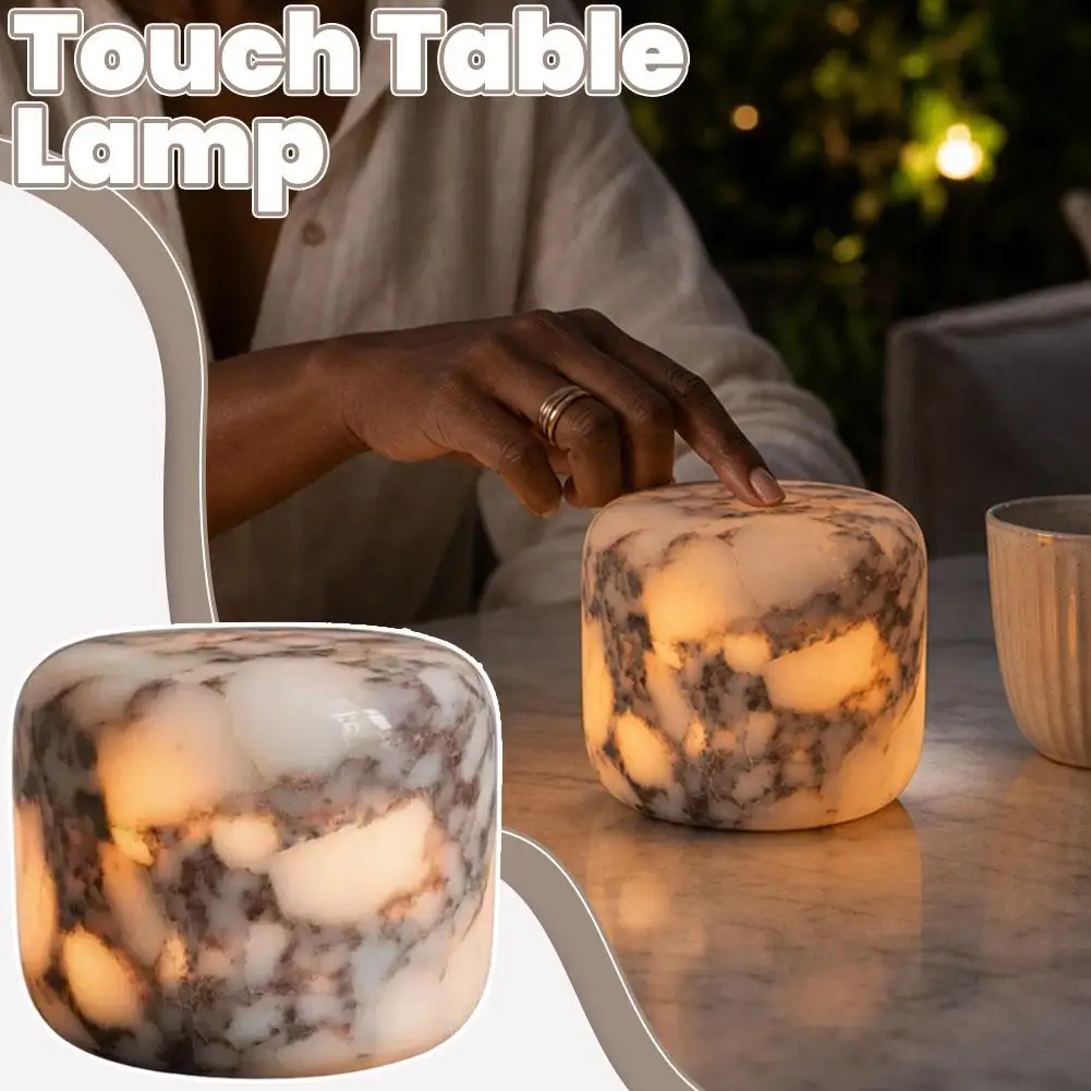 Marble Texture Tap Control Night Light 3 Color Modes USB Rechargeable Table Lamp Decorative Bedside Lamp For Bedroom Home Decor