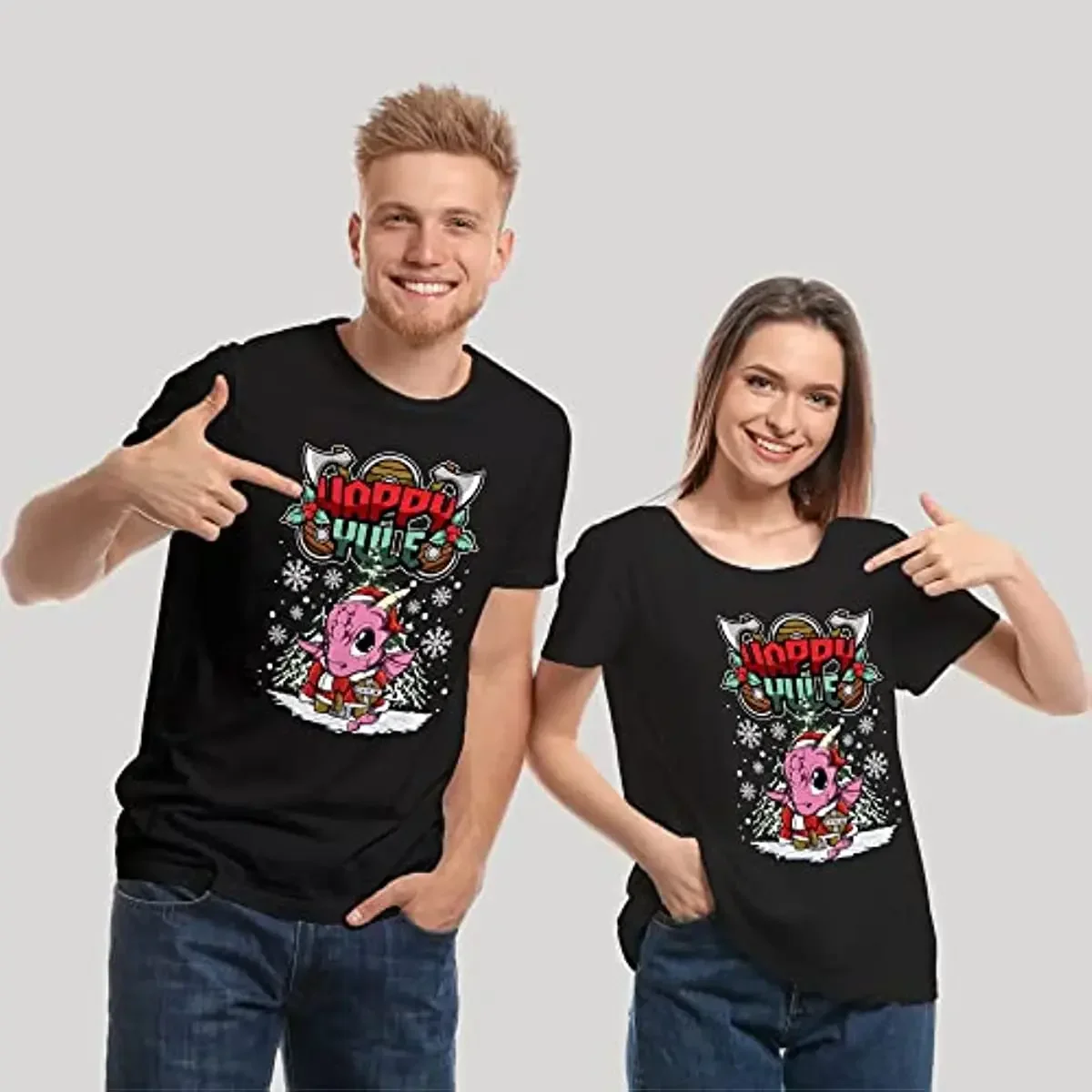 

Happy Yule Christmas Dragon Unisex Pajamas T-Shirt 100% Cotton O-Neck Short Sleeve Casual Mens T-shirt Size S-3XL