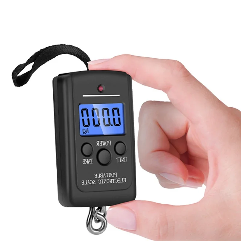 40kg x 10g Mini Digital Scale for Fishing Luggage Travel Weighting Steelyard Hanging Electronic Hook Scale Kitchen Weight Tool