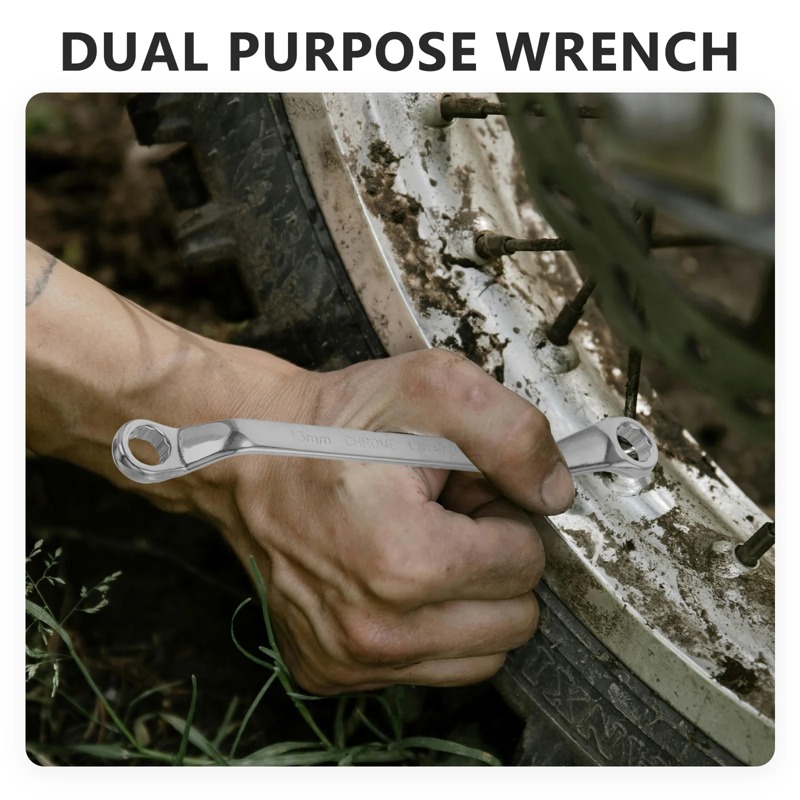 

2 Pcs Cordless Plum Blossom Wrench Set Spanner Chrome Vanadium Steel Convenient Ratchet