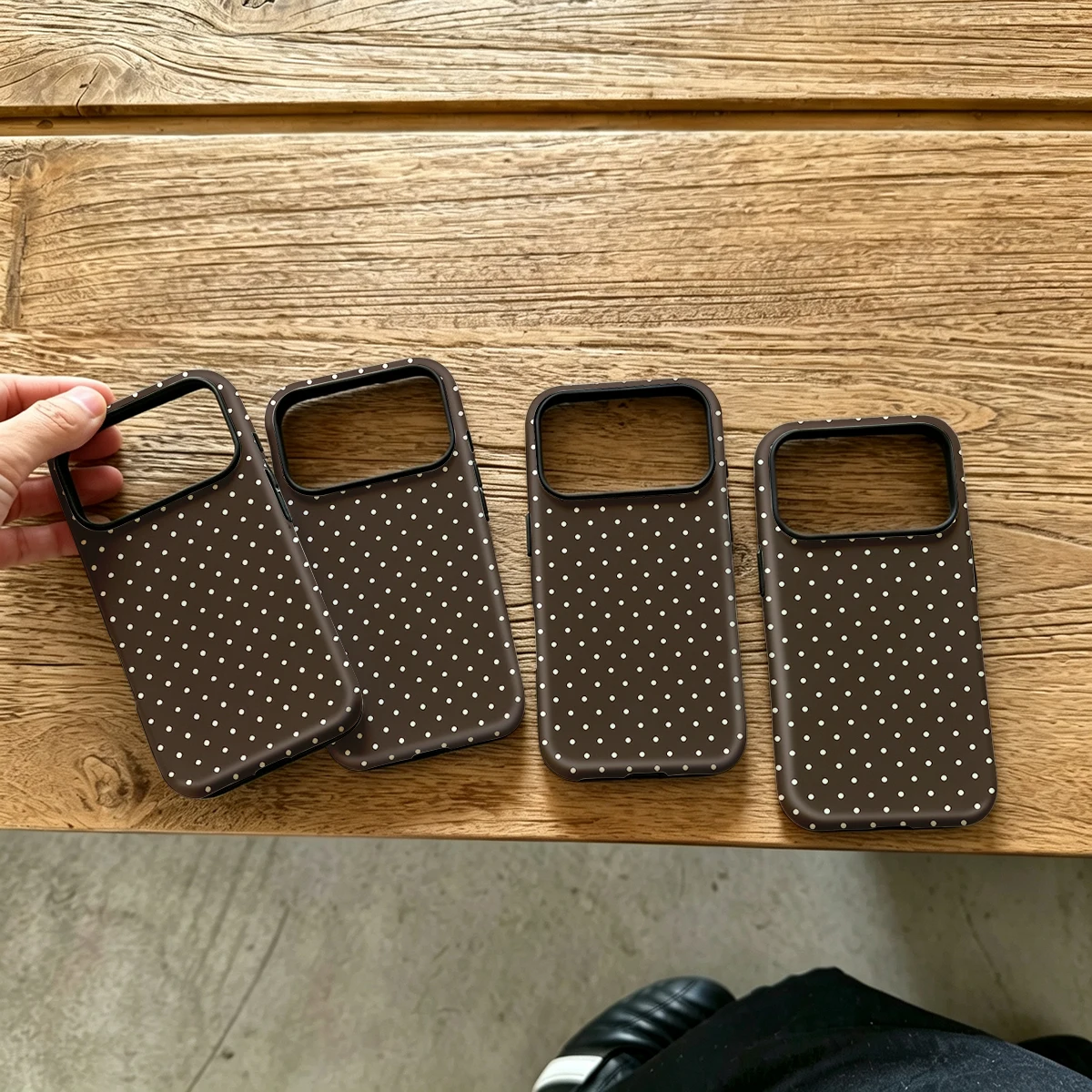 Brown Cream Small Dots Hard Shock-Absorption Phone Case For Samsung Galaxy S26 S25 Ultra S24 S23 Plus 2-in-1 Protective Cover