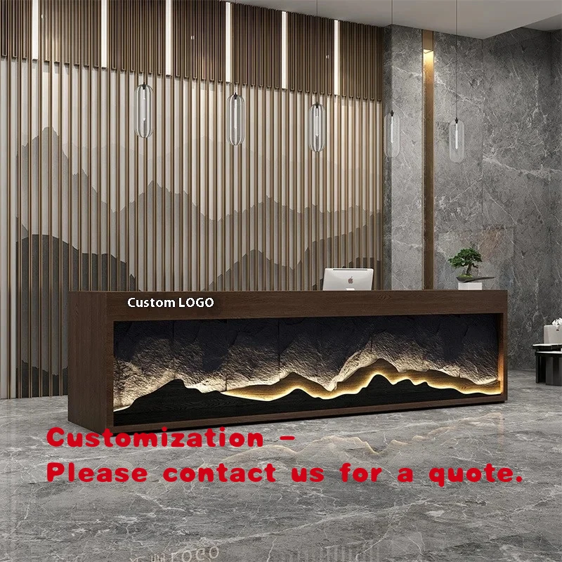 custom.Modern Retro Wood Reception Desk Restaurant Bar Hotel Spa Club and Hospital Front Desk/Cashier Counter