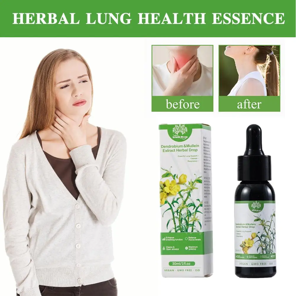 Dendrobium & Mullein Extract - Powerful Lung Support USA & Respiratory & - Made Drops - Cleanse In Herbal 30ml dropshipping