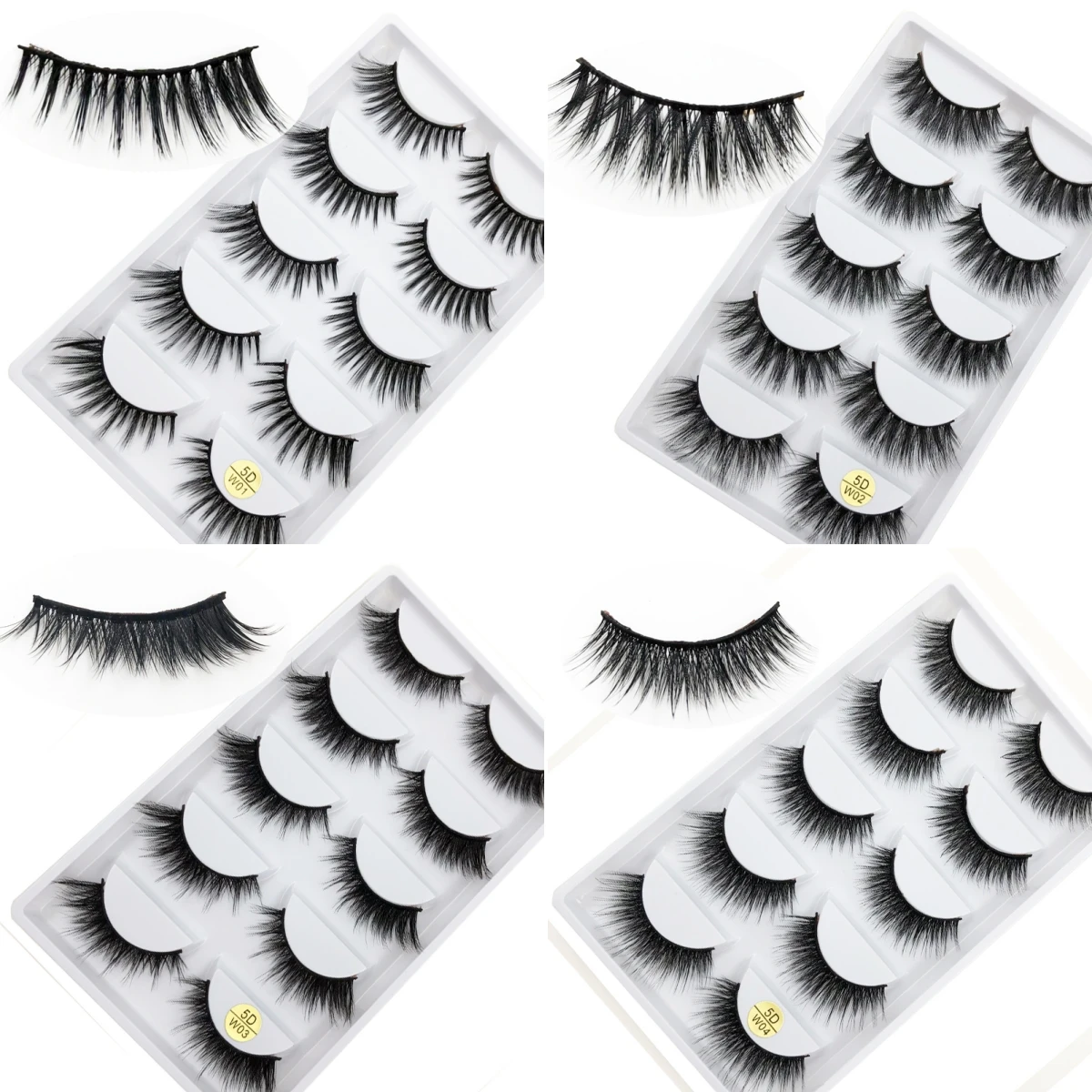 5 pairs/Tray Multi-level W-shape collection Soft & Light-weight 100% real mink magnification false eyelashes with customizable