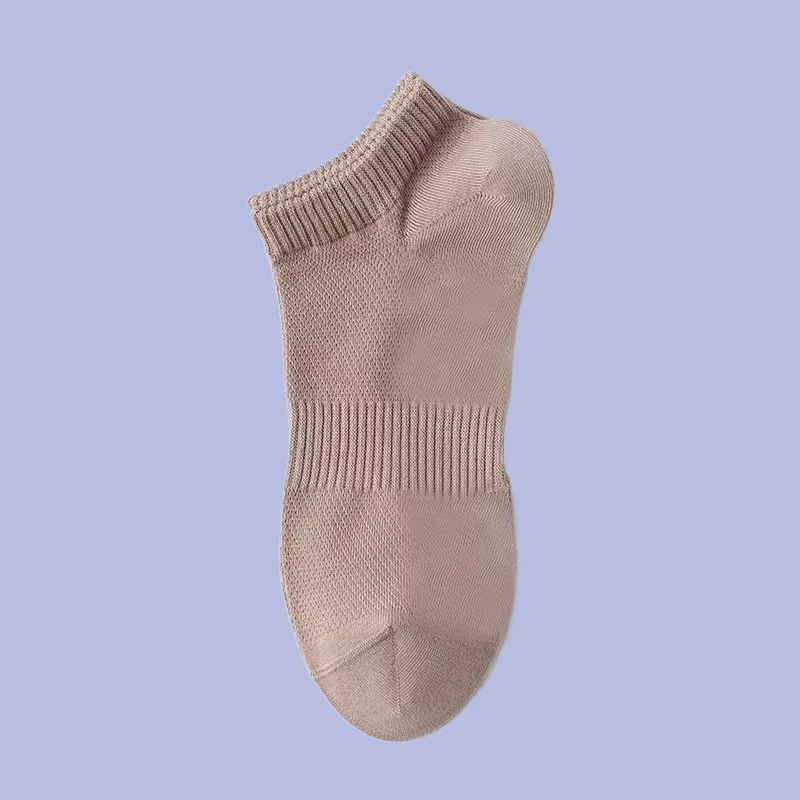 5/10 Pairs New Men's Summer Solid Color Cotton Casual Low Cut Socks Thin Sweat-absorbent Mesh Socks Running Student Sports Socks