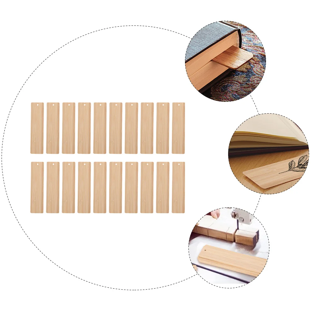 

20Pcs Bamboo Blank Bookmarks DIY Unfinished Wood Craft Tags for Party Classroom Reading Gift Decorations Wood Bookmark