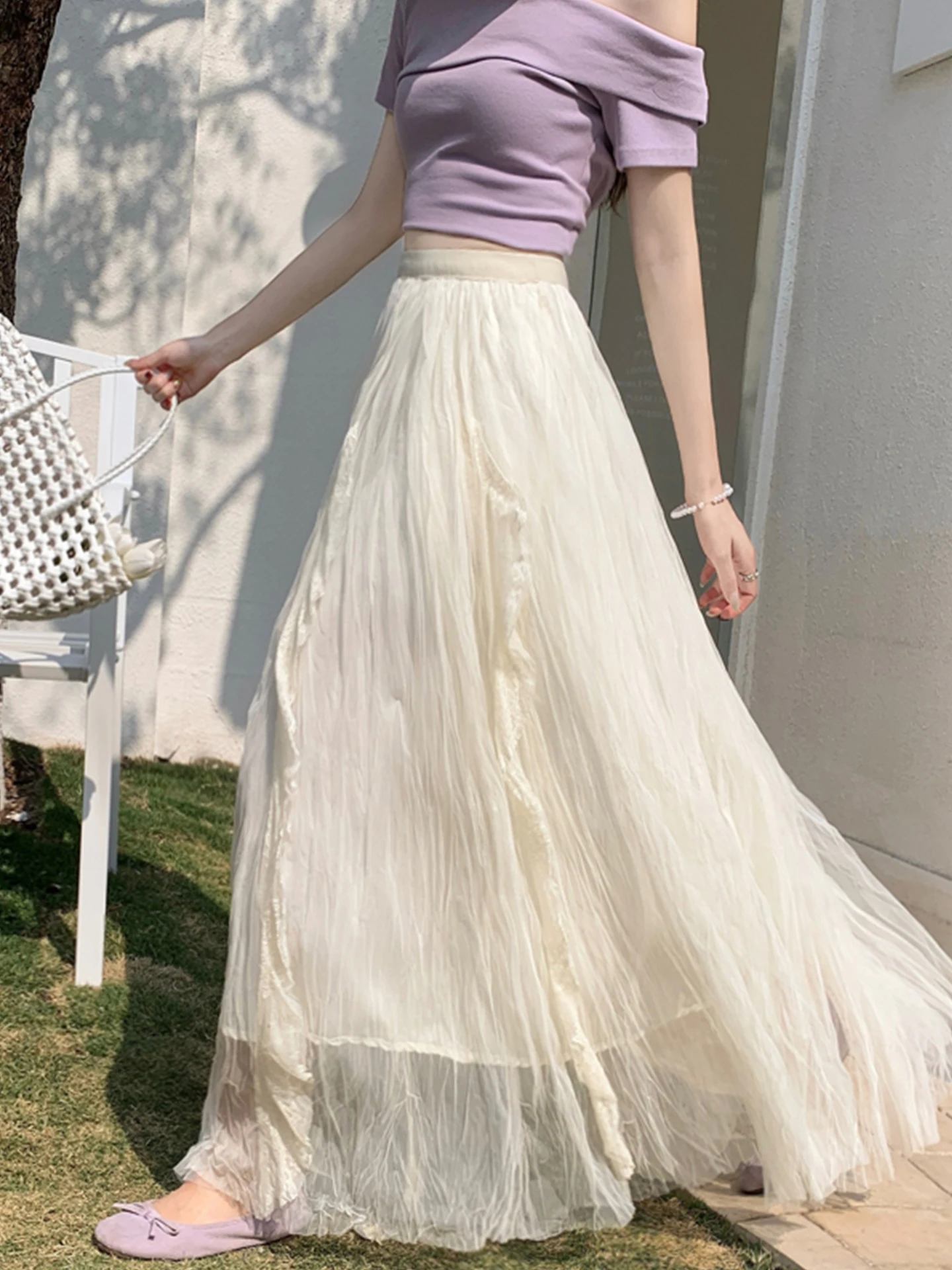 

Рекомендованная Эмили Клуд длинная юбка-фея с плиссированным тюлем, А-силуэт, широкий подол, длинная, весна-лето, женская юбка