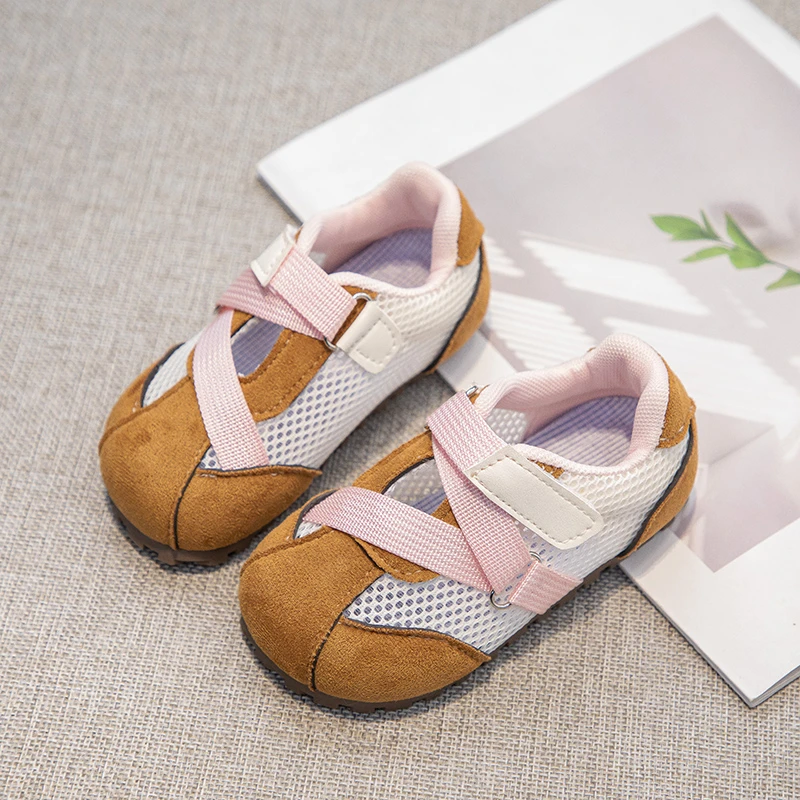 Unisex Baby Soft Sole Shoes PU Leather Patchwork Mesh Breathable Sports Shoes Casual Daily Walking Sneakers for Girls Boys