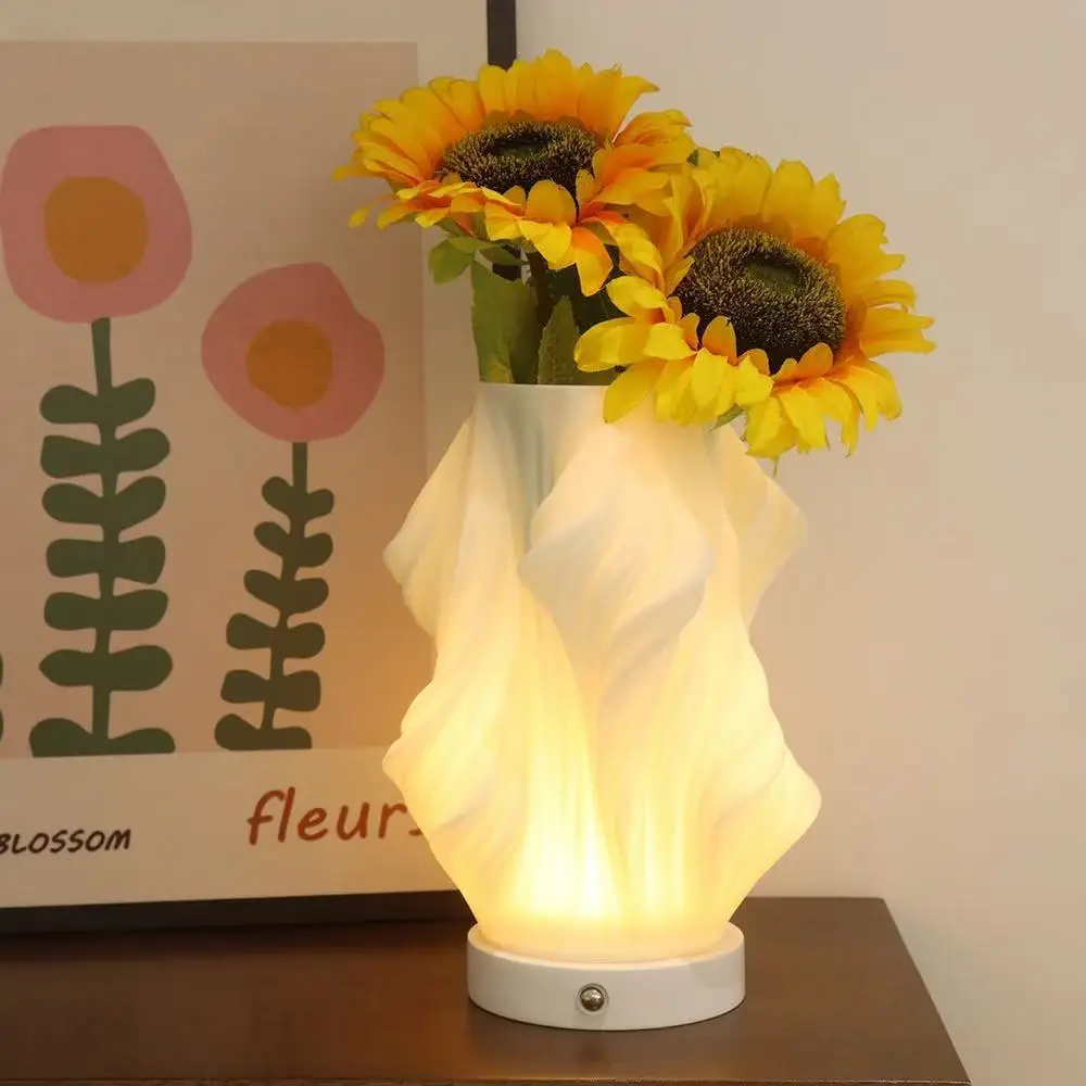 

Modern LED Solid Wood 3D Decorative Desk Lamp Creative Bedroom Table Light Charging USB Bedside Small Night Light