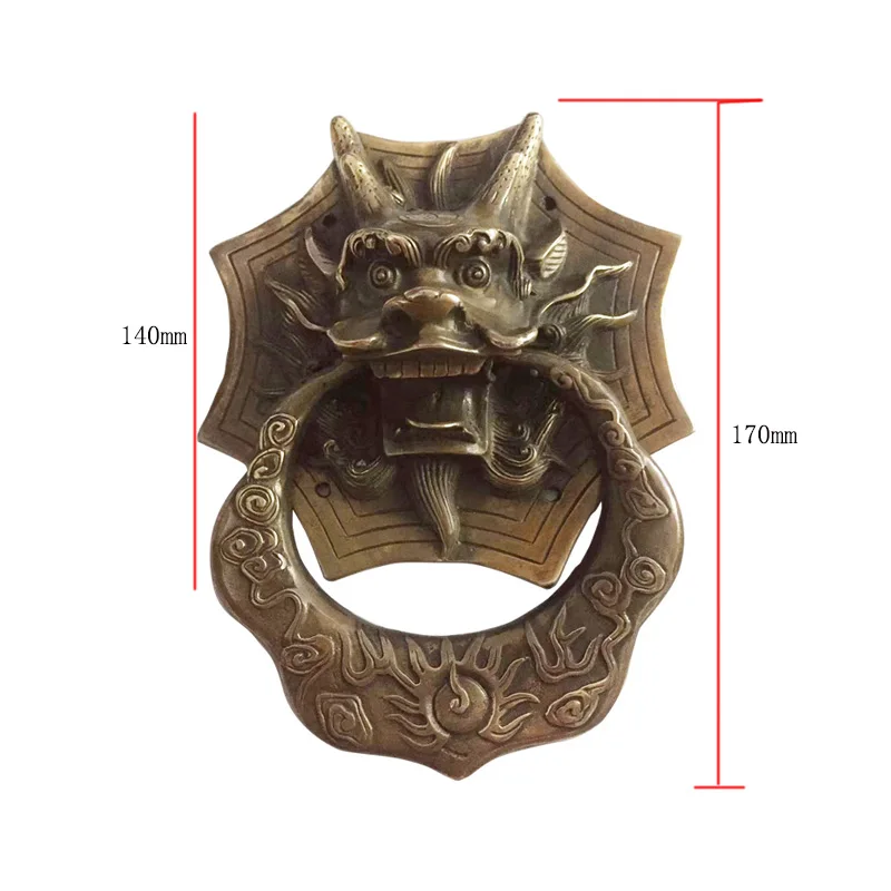Vintage Brass Dragon Knocker Wood Villa Courtyard Gate Furniture Handles Bronze Door Knocker Home Decoration
