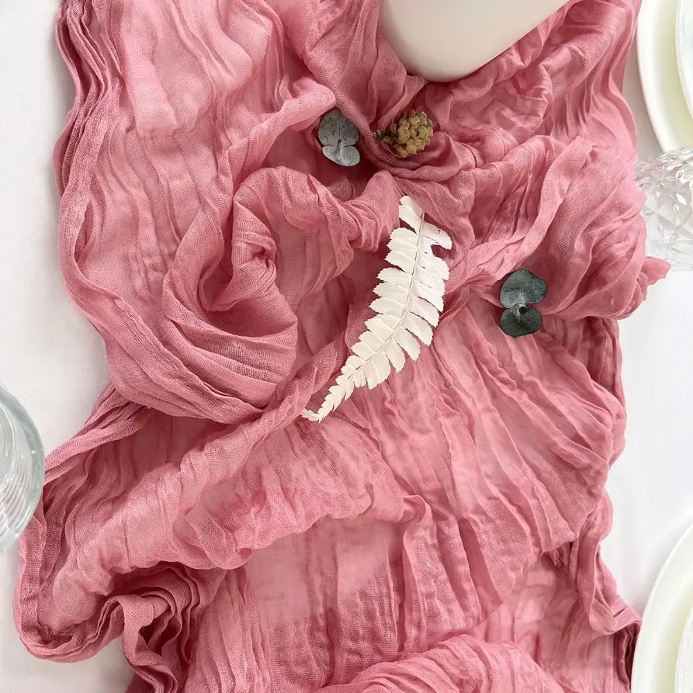 

Vintage Table Runners 90x180/300cm Rustic Country Cheesecloth Table Setting Semi-Transparent Multi-color Gauze Tablecloth