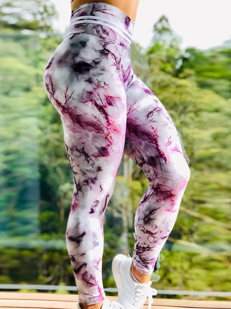 2023 New Women High Waist Push Up Leggings Sexy Fitness Leggins Fashion Marble Print Jeggings Yoga Pants