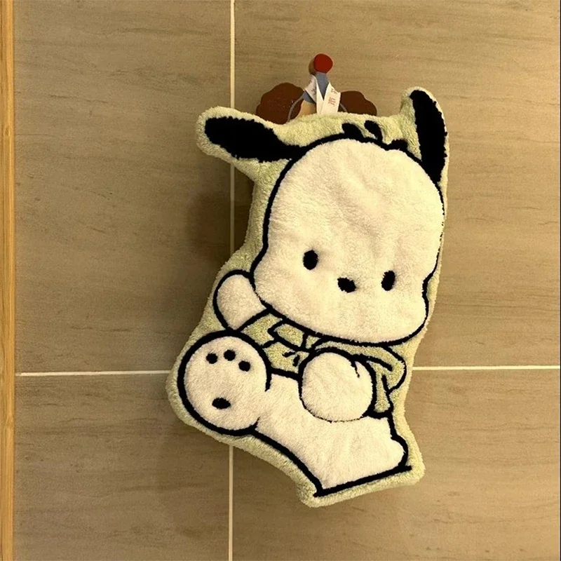 Hello Kitty Cute Cartoon Hand Towel Double Layer Thick Absorbent Coral Fleece Hanging Towel for Home and Travel