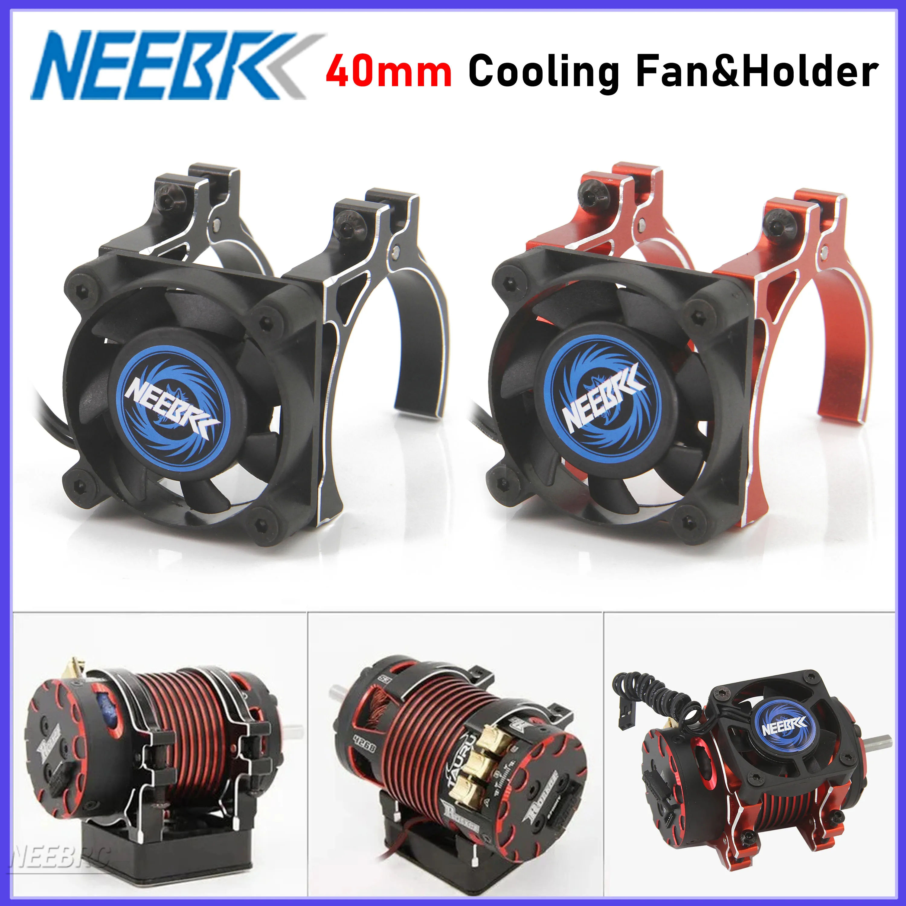 NEEBRC 40mm RC Cooling Fan 5V-12V DC Heatsink Aluminum Holder 16000RPM High Wind Rapid JST for 42mm Brushless Motor ESC Car Part