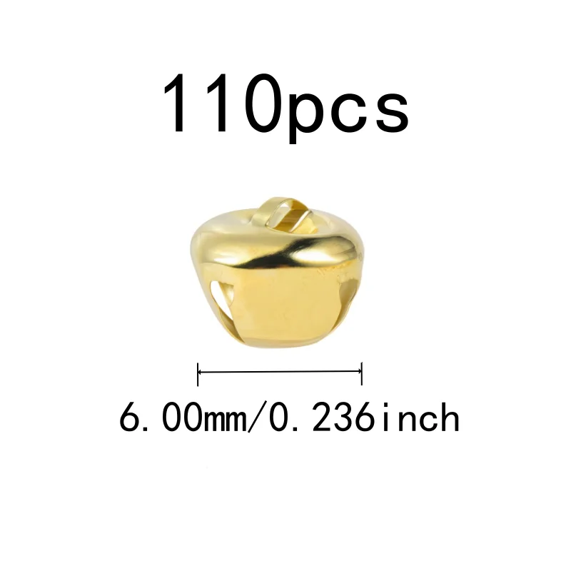 Small Delicate Size 6mm Christmas Decoration Bells, 110 pcs, Home Hanging Ornament, Multipurpose, Versatile, Gold