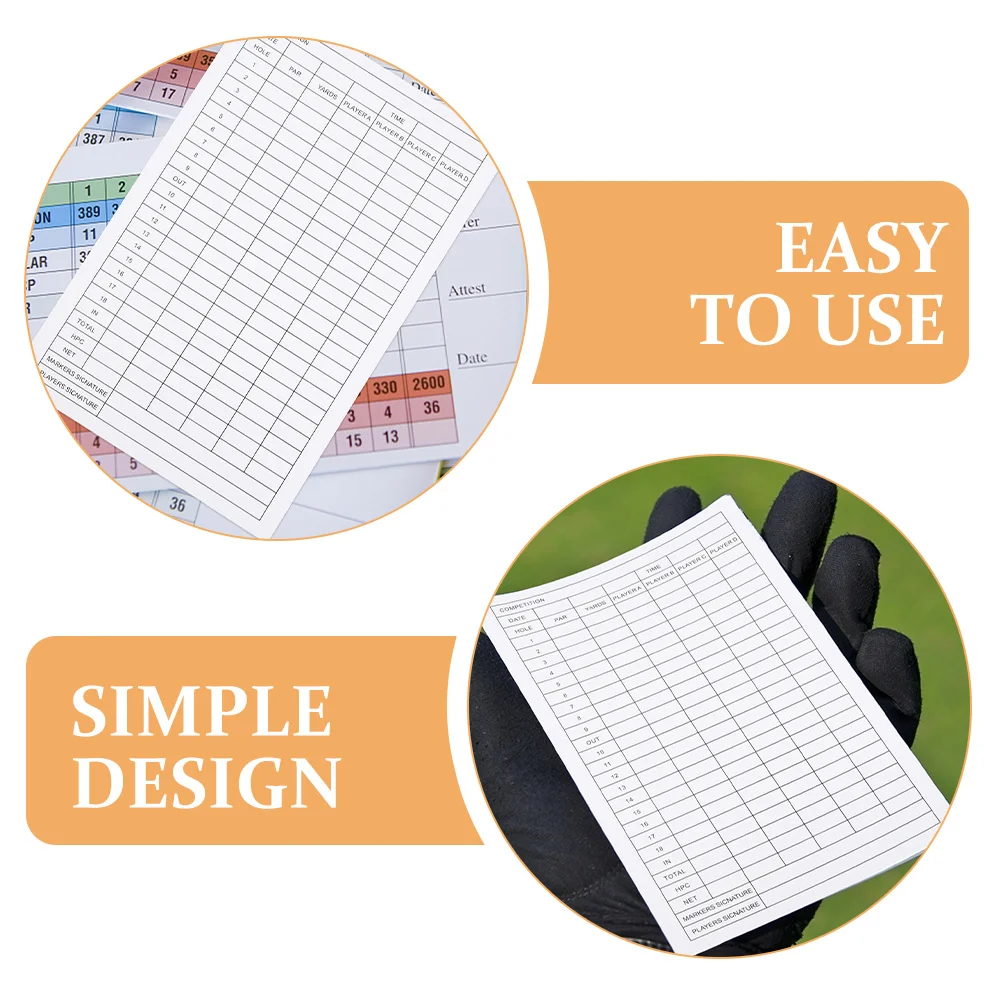 5Pcs Score Recording Cards Golf Sheets Durable Coated Paper Portable Scorecards for Sports Match Recording Golfs Supplies
