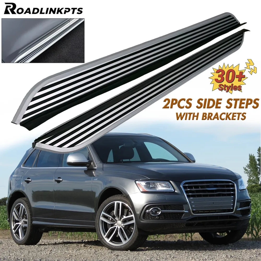 

2 шт., алюминиевые 4,7-дюймовые широкие серебряные фиксированные боковые ступеньки, подходят для Audi Q5 2009-2017, подножки, полосы для почек, пластины, педали
