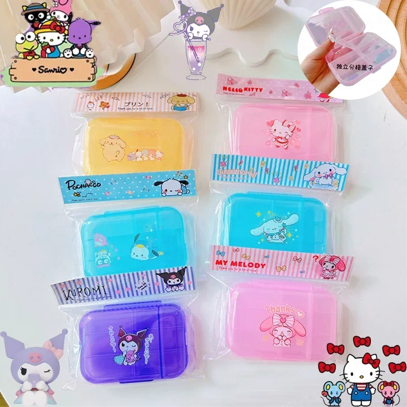 

Sanrio Kuromi New Pill Storage Box Kawaii Hello Kitty Moisture Proof Portable My Melody Dust Proof Pill Box for Business Trips