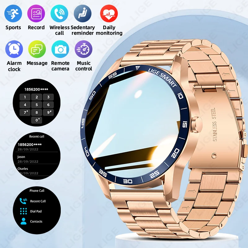 

Умные часы LIGE для мужчин, 1.38 дюйма, HD, Bluetooth, звонки, мониторинг сердечного ритма, водонепроницаемые, спортивные смарт-часы для женщин, совместимые с Android и iOS, новинка 2026 года