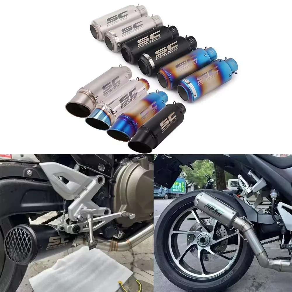 Stainless steel modified straight-through exhaust pipe 51mm interface motorcycle exhaust pipe for Yamaha and Kawasaki models 3