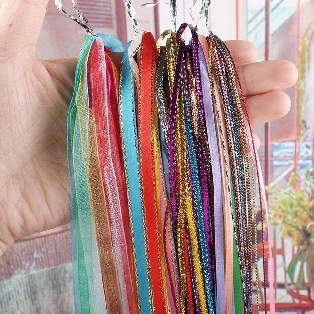 

Girls Mix Color Webbing Silk thread Woven Rope Hair Styling Tool Twist Knitting DIY Hair Accessories Braided Hair Rope