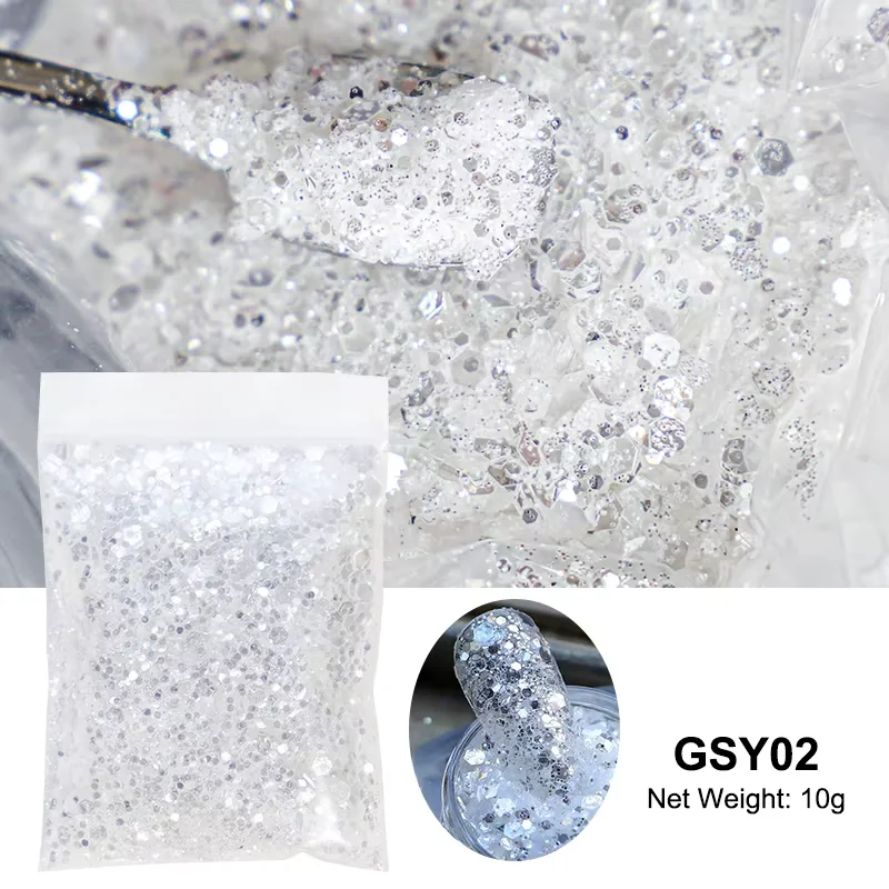 Glänzendes Zucker-Nagelglitzerpulver Candy-Coat-Effekt Weiß Schwarz Transparent Pigmentstaub Nagelkunst-Dekorationen DIY – Detail 7