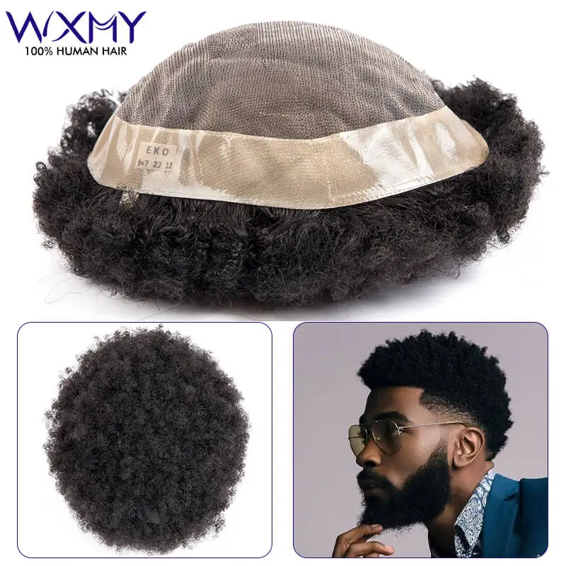 

Afro Toupee For Men 6" Curly Wig Mono Male Hair Prosthesis 100% Natural Human Hair Men's Wigs Capillary Replacement System Unit