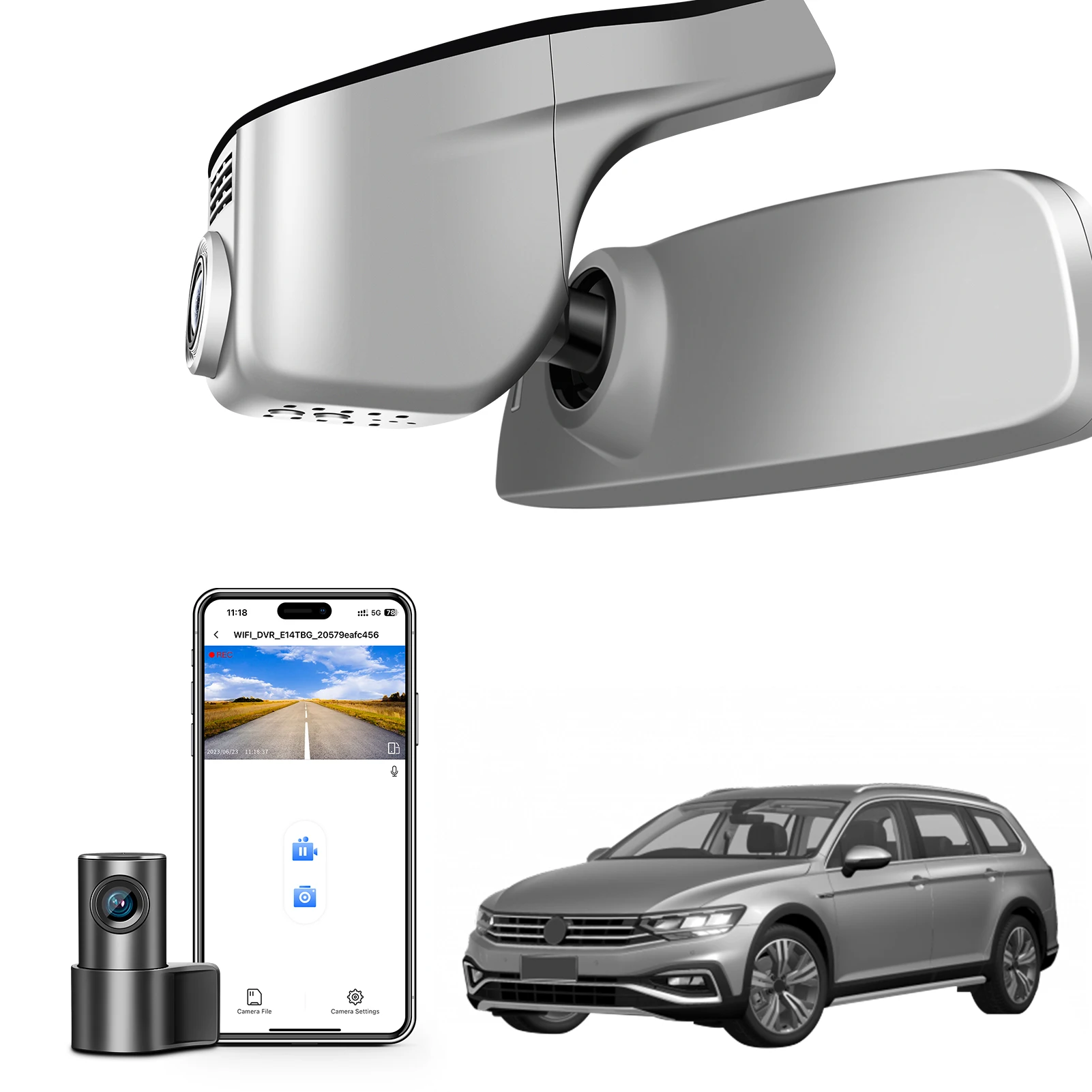 Mangoal 4K Dashcam voor VW Passat B8 Autocamera Recorder 2015-2024 (Model A/B) HD Nachtzicht WiFi APP GPS Dashcam