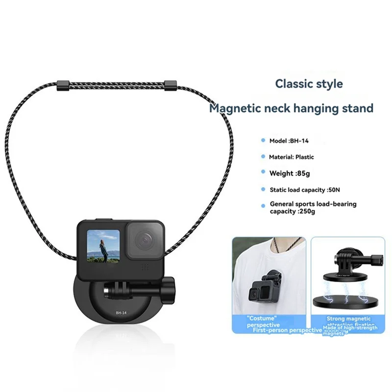 For DJI Action 4/Insta360 Ace Pro 2 Camera Bracket Magnetic Chest Mount+ Neck Strap For POV Selfie Accessories