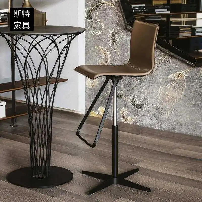 

Nordic luxury bar chair modern simple lifting high chair bar chair home hotel rotating stainless steel high stool.