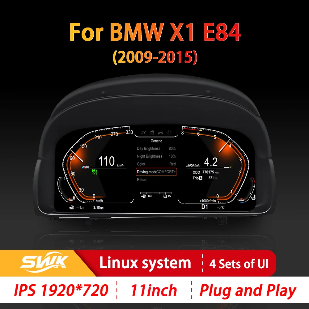 

Car mounted LCD instrument panel digital instrument cluster 11 inch Linux system instrument panel for BMW X1 E84 2009-2015