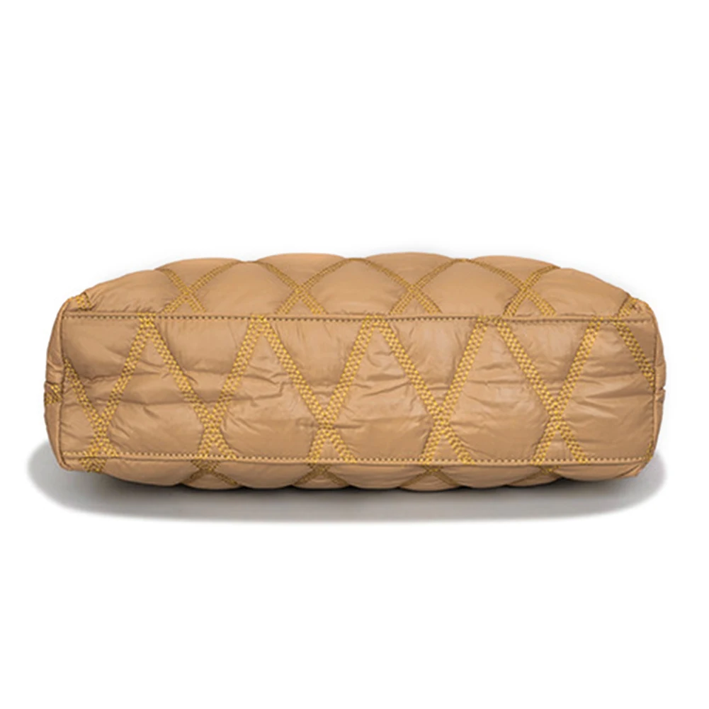 

Rhombic Lattice Shoulder Bag Elegant Autumn Winter Down Jackets Bag Simple Fashion Soft Warm Nylon Portable for Party Shopping