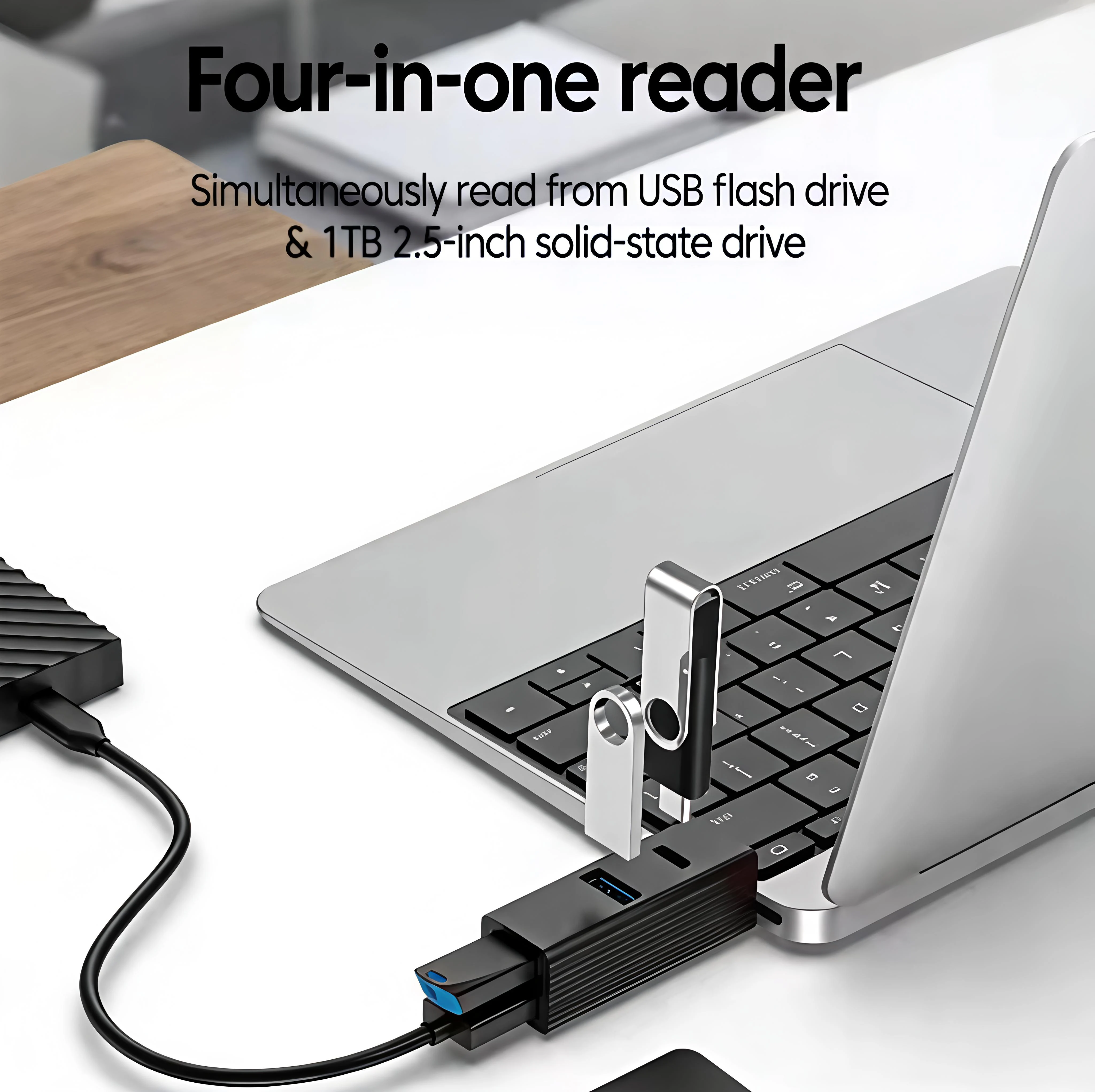 Mini USB 3.0 Hub 4-in-1 USB to USB 3.0 2USB 2.0 Type-C Docking Station Adapter USB External Extender Plug and Play