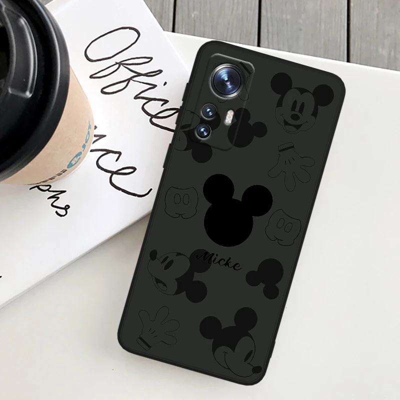 Capa de telefone de silicone preto e branco Mickey para xiaomi mi nota 10t 10s 10 9t 9 se 8 cc9e a3 5g lite pro