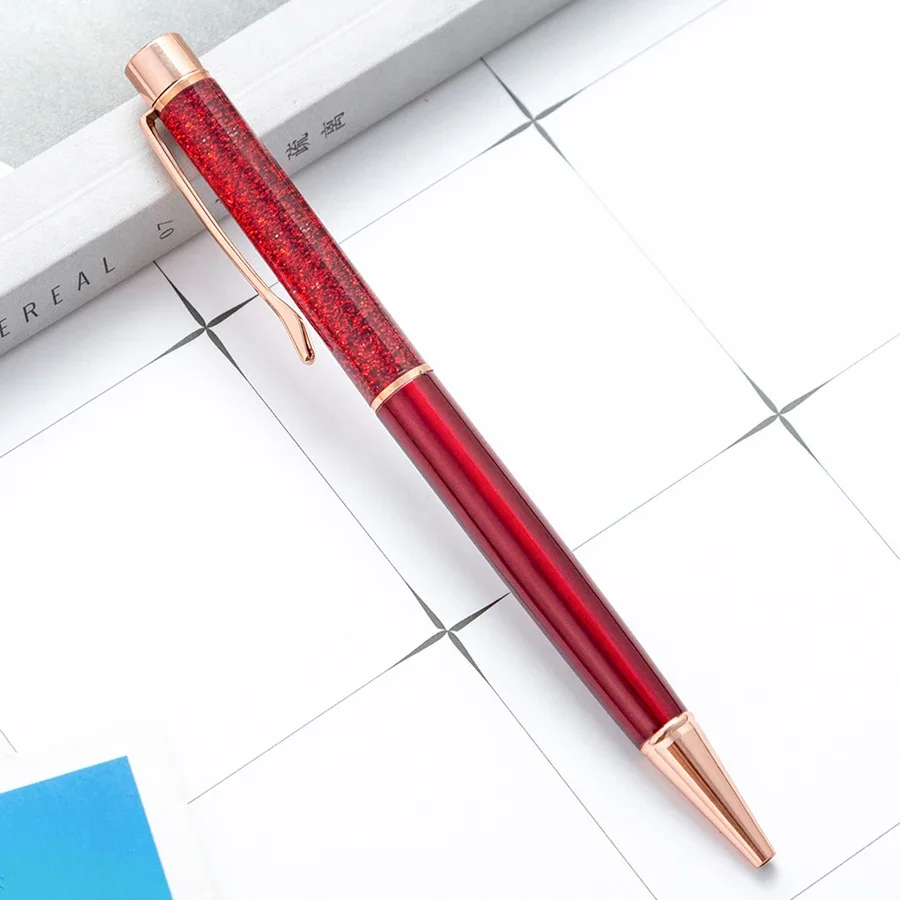 Bunt in das Öl Goldpulver Treibsand-Kugelschreiber, luxuriöser Metallstab, rotierender 1,0-mm-Kugelschreiber für Schule und Büro – Detail 11