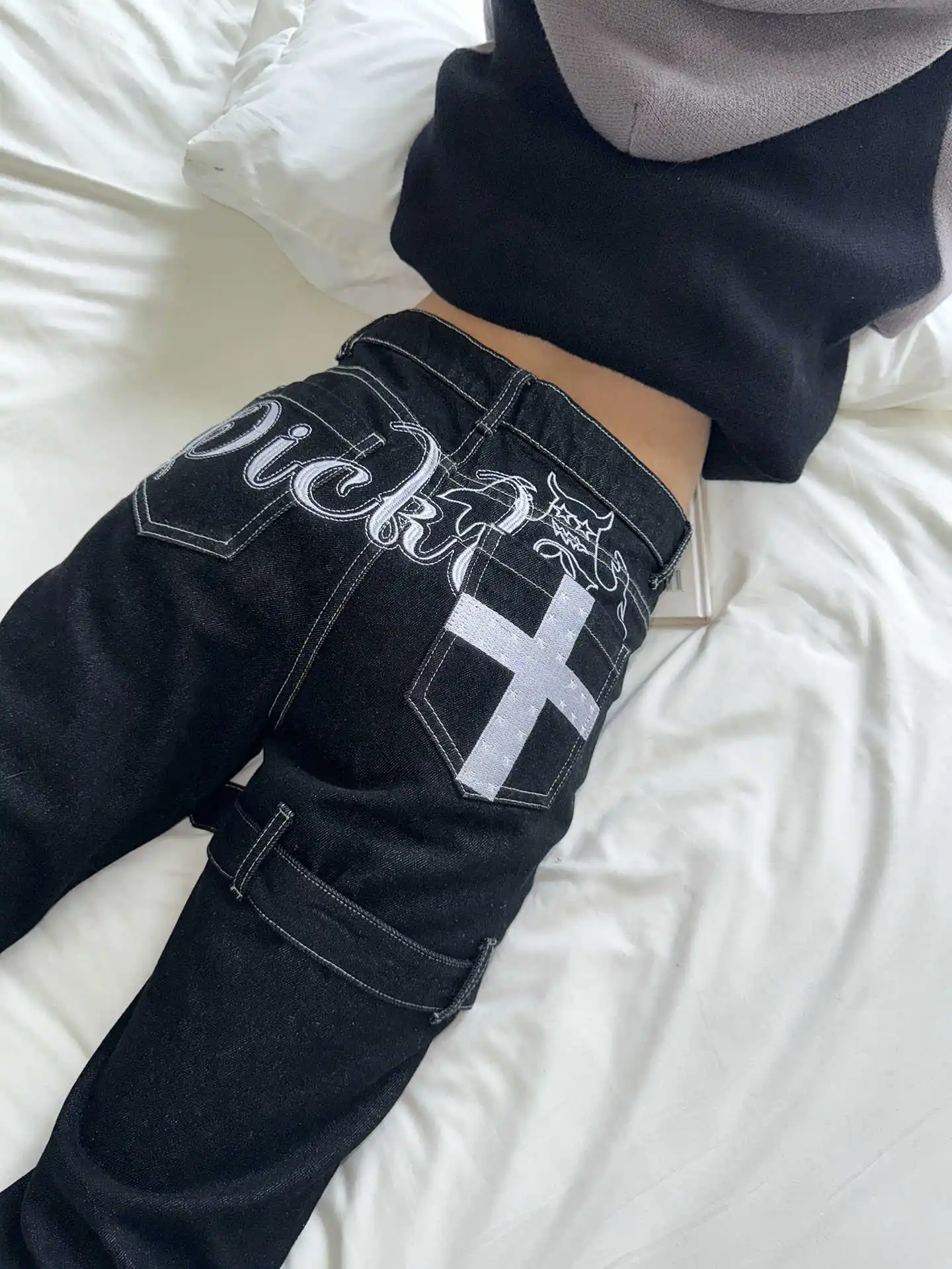 2025 Otoño Invierno mujeres Dark Academia Low Rise Flare Denim Cargo pantalones vaqueros ajustados Y2k pantalones vaqueros japoneses Harajuku Bell Bottom nuevo