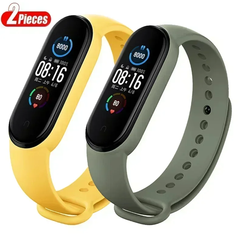 2 قطعة أربطة ساعات لشاومي Mi Band 7 سوار Miband 5 6 NFC استبدال معصمه الرياضة سيليكون كوريا mi الفرقة 7 6 3 4 8 حزام