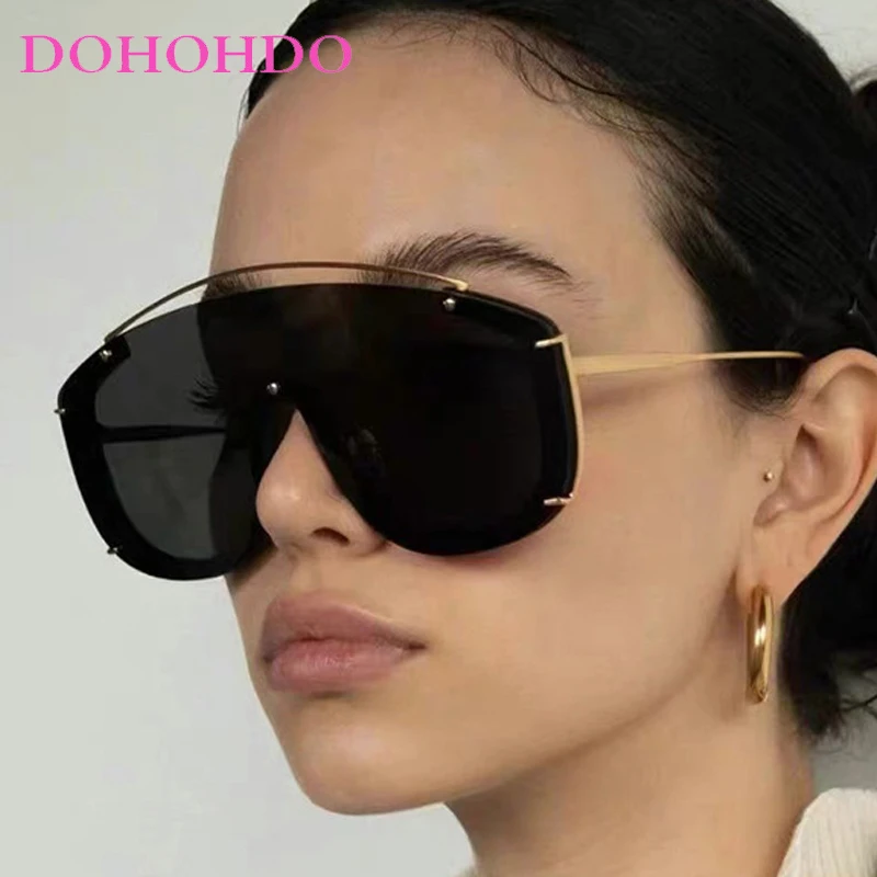 

New Fashion Y2K Big Frame One Piece Punk Sunglasses Women Luxury Brand Designer Outdoor Travel Driving Eyeglasses Female UV400